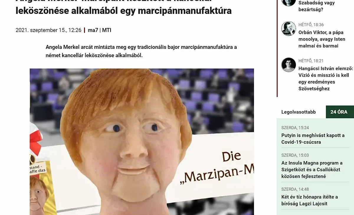 На прощаване: Сладкар направи Меркел от марципан