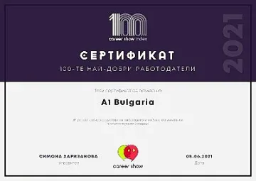 А1 в Топ 3 на класацията за най-добър работодател Career Show Index