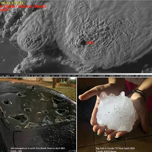 Ето как буря в САЩ надупчи колите