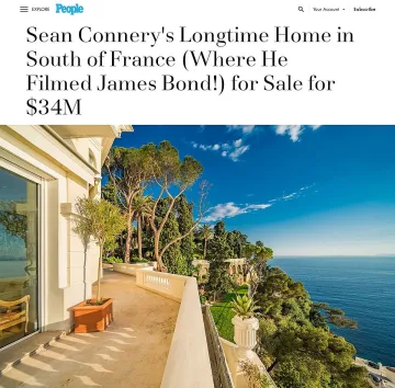 Седмица след смъртта му:Продават дома на Шон Конъри