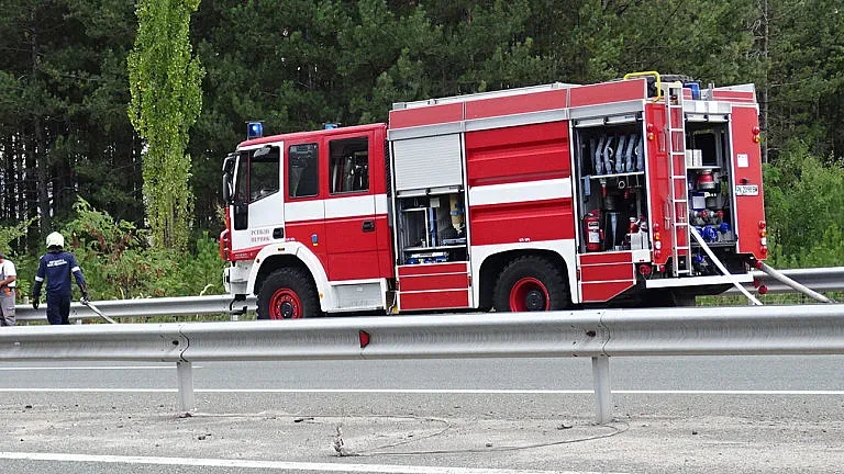 Пожар в автоморга до Пловдив