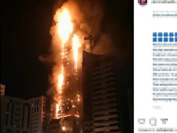 Гори небостъргач в Шарджа