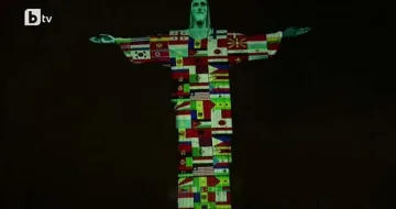 Христос Спасител с флагове на страните със зараза