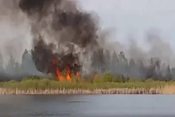 Пожар гори в  Дуранкулашкото езеро