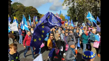 Звънци, тояги и танци в Лондон срещу Брекзит