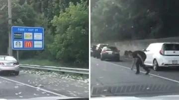 Камион разсипа пари на магистрала