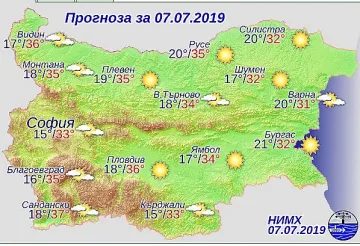 Опасно слънце в 21 области