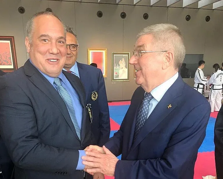 Слави Бинев на среща с Томас Бах