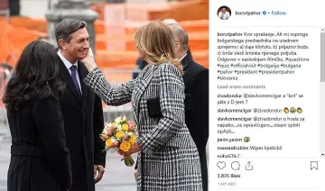 Радева изчерви президента на Словения с целувки
