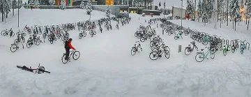 С велосипед на училище при -17 ° във Финландия