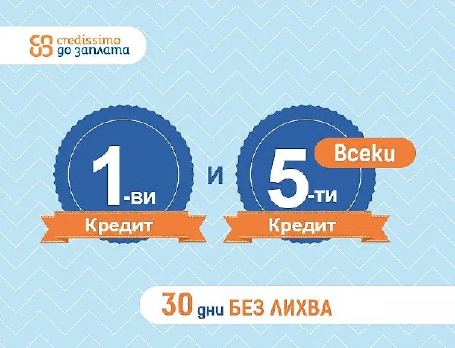 Ново от Credissimo – 0% лихва за всеки 1-ви и 5-и заем