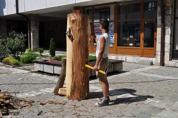 Младежи ваят скулптури в Банско