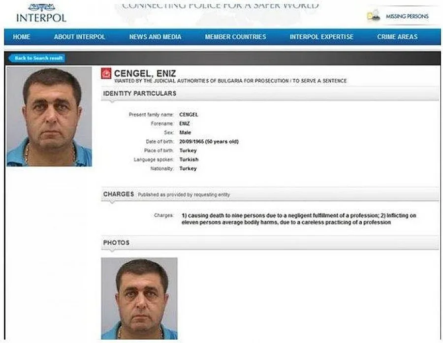 Интерпол издирва мъж, виновен за катастрофа на "Тракия"