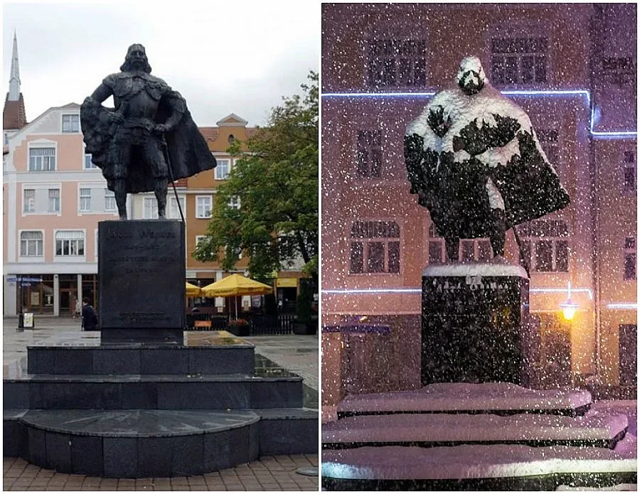 Сняг преобрази паметник- на Дарт Вейдър