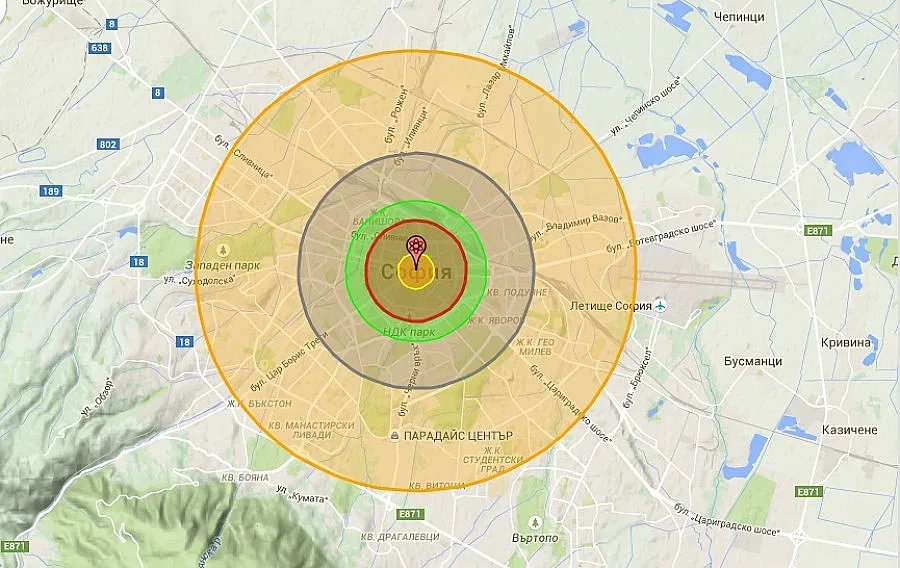 Вижте вашия град, ако атомна бомба го беше покосила