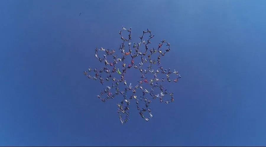 Рекорд: 164-ма парашутисти образуваха цвете (ВИДЕО)