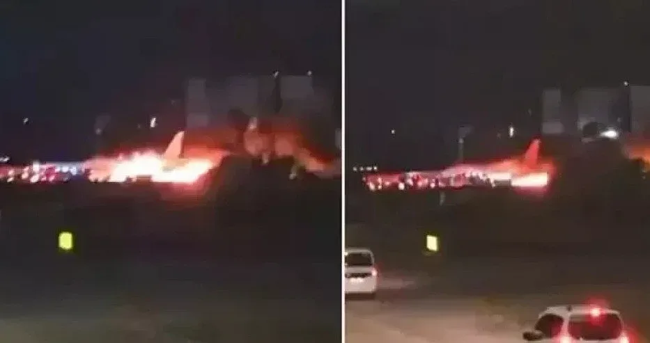 Трагедия! Руски самолет гори на летището в Анталия