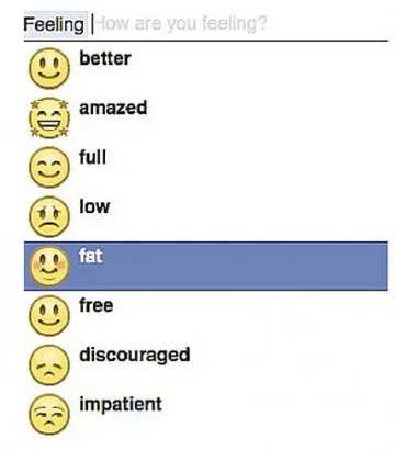 Facebook премахна емотикона "чувствам се дебел"