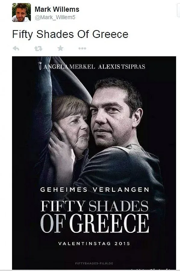 Ципрас и Меркел в "50 нюанса сиво"