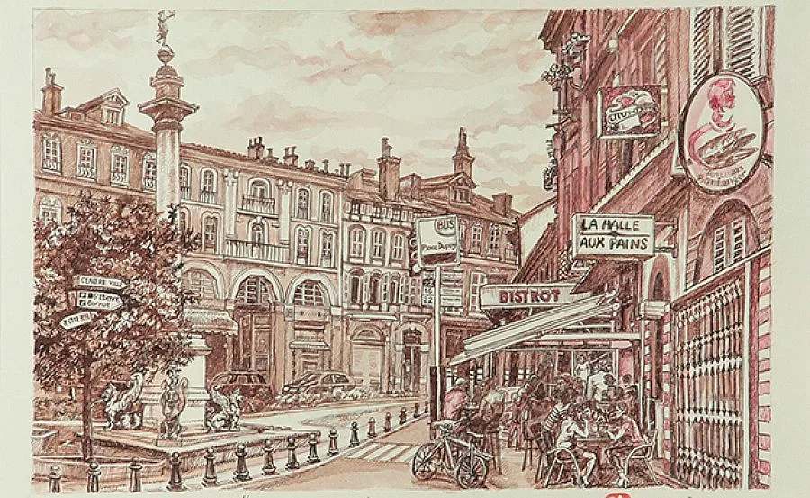 Димитър Атанасов с изложба "Розовият град" - рисунки от Тулуза