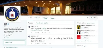 ЦРУ се присъедини към Twitter "за пръв път"
