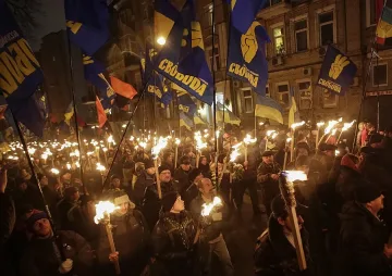 Факелно шествие на протестите в Киев