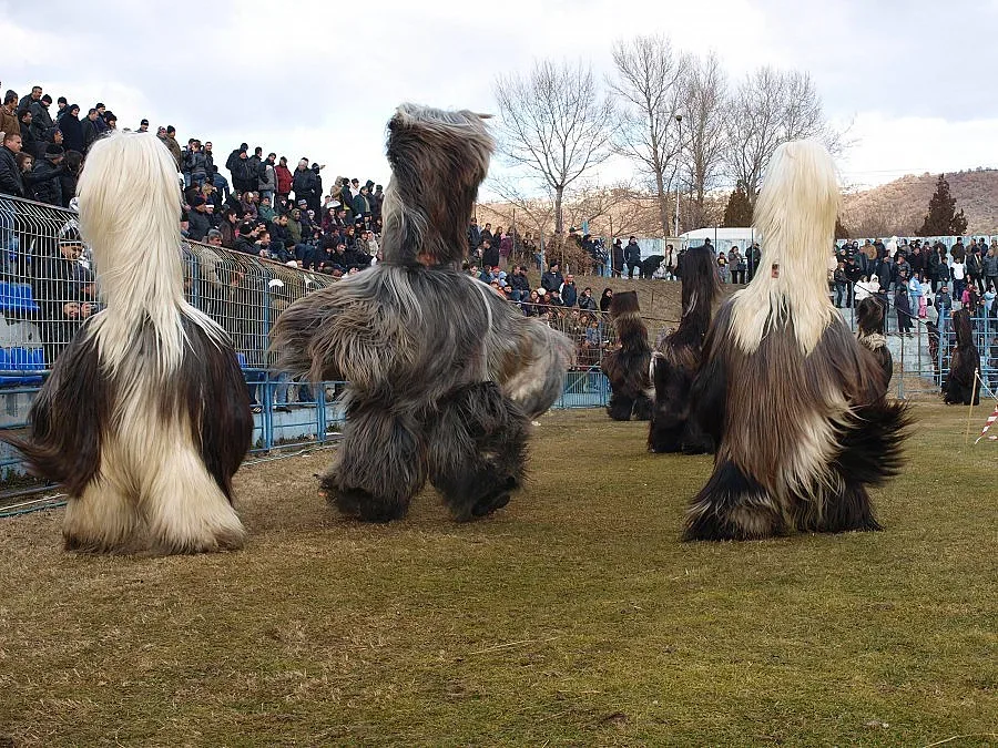 Кукери посрещат с танци чужденци в село Крупник