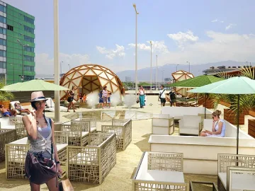 Кино и плаж на покрива на мол