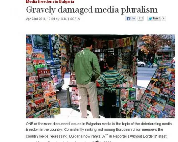 The Economist: медийната свобода в България регресира