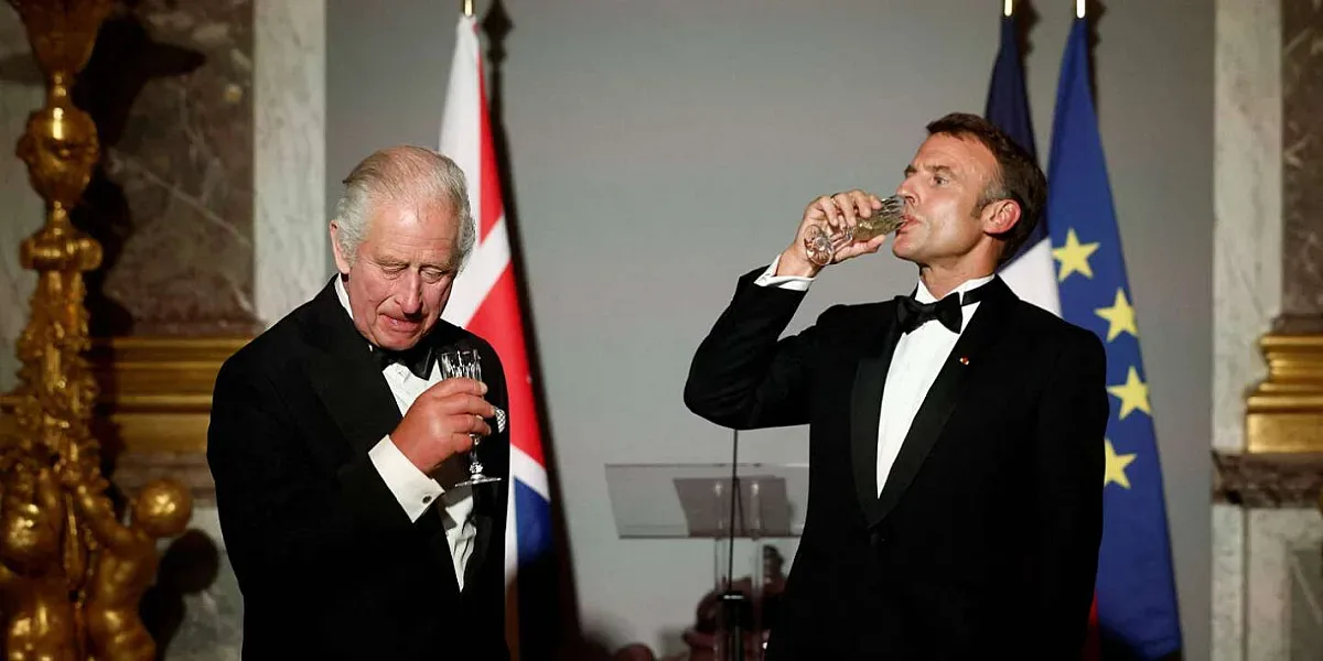 Скандал във Франция! Макрон нахранил Чарлз Трети за космическа сума