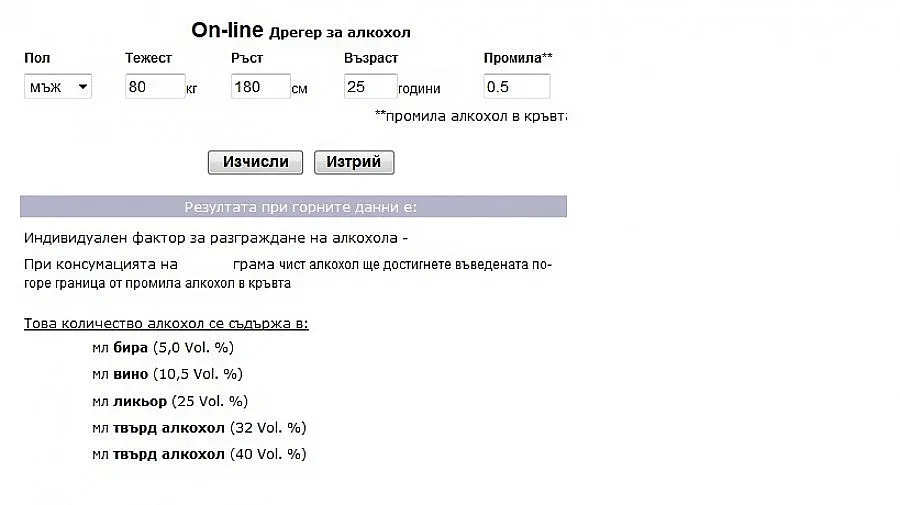 Дрегер в нета смята промили
