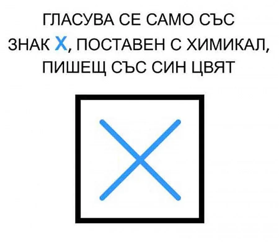 Гласуването е валидно само със знак "Х" със синя химикалка 