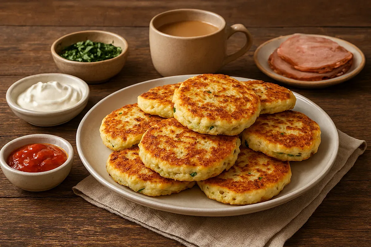 Пухкави солени палачинки с кашкавал и пресни подправки