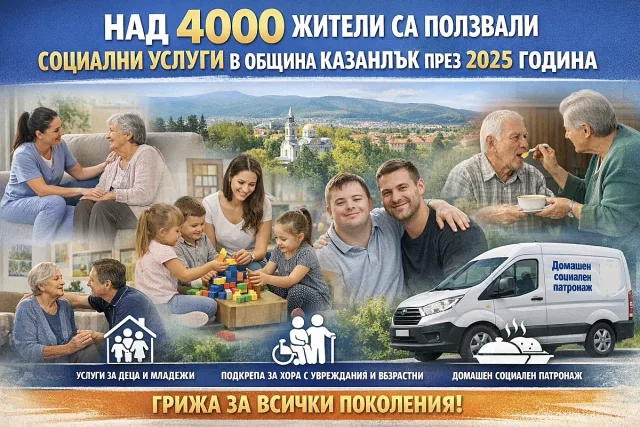 Над 4000 жители са ползвали социални услуги в Община Казанлък през 2025 година