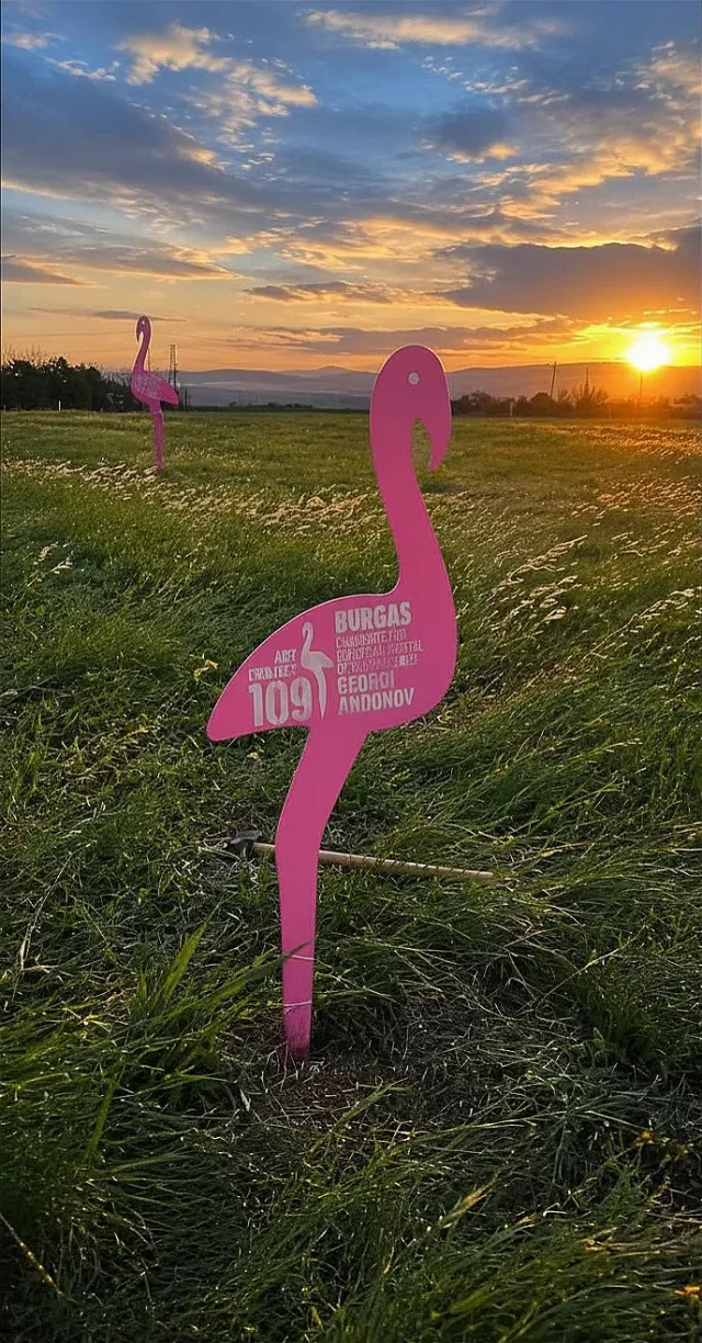  109 розови фламинго посрещат Giro d’Italia в Бургас 