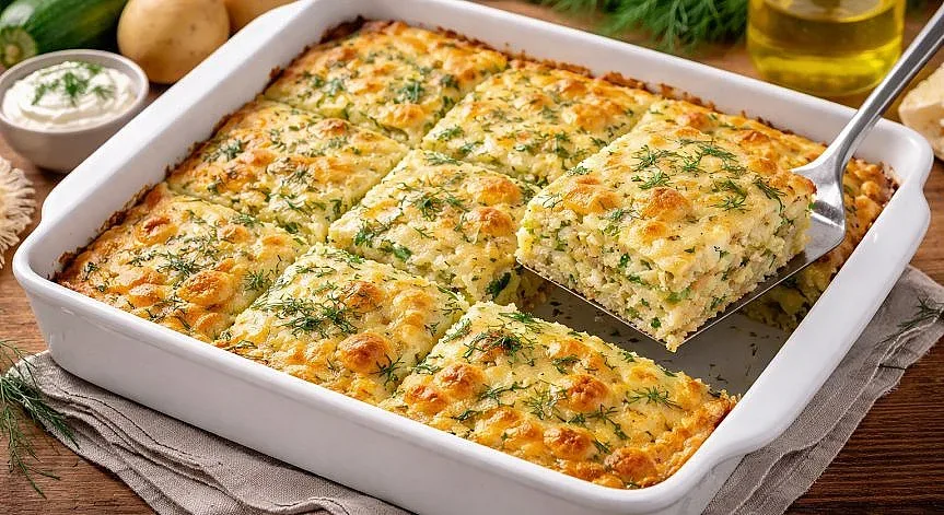Лятна запеканка с тиквички и картофи