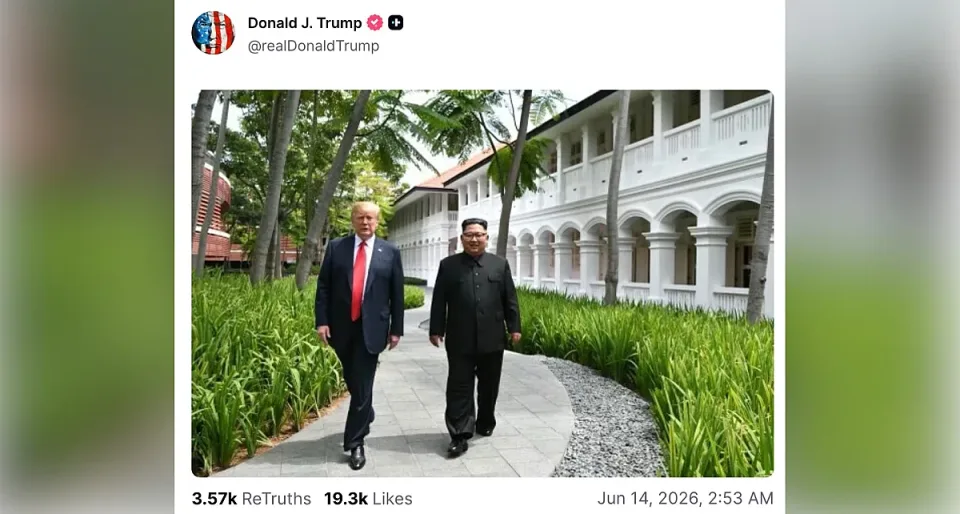 Donald-Trump-Truth-Social-post-June-14-2026-Singapore-summit-KJU-Iran-deal