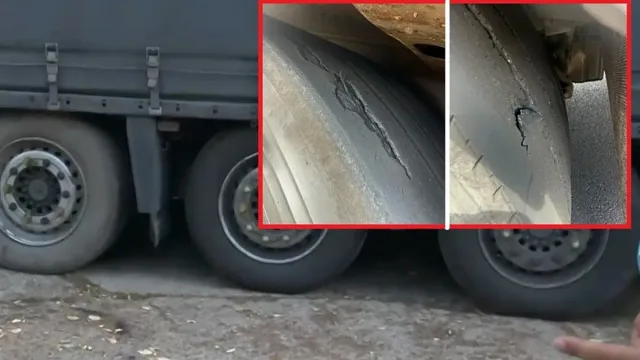 Колко ли още такива са на пътя?! Украински ТИР карал със 7 гуми на галош
