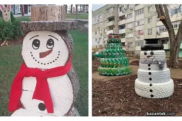 Креативна коледна украса се появи в Казанлък